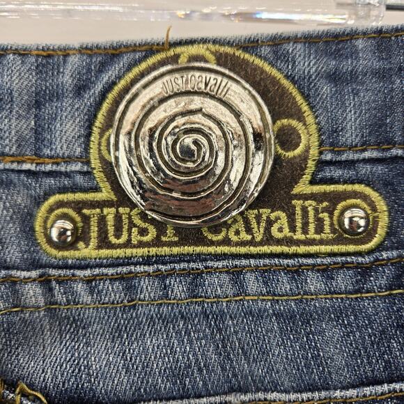Vintage Y2K Roberto Cavalli Just Cavalli Jeans Women 27 Rhinestones Embroidered - Picture 7 of 14